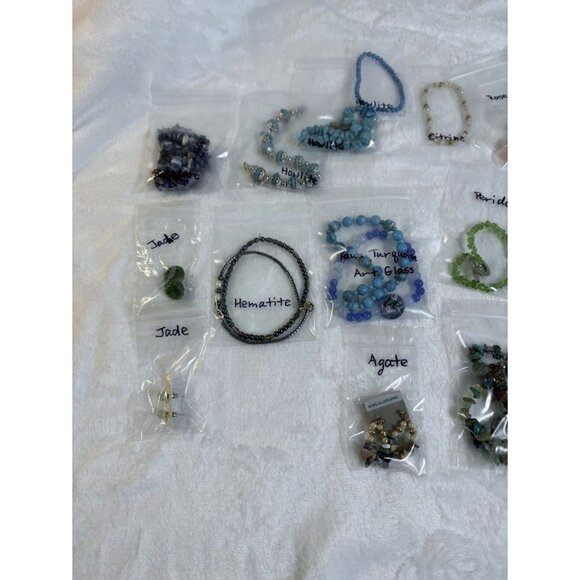 Mixed Gemstone Beaded Jewelry Bracelets & Earrings Agate Hematite Amethyst Jade - Picture 2 of 3